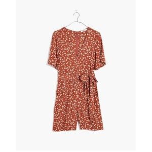 Madewell Wrap-Front Orange Rust Floral Jumpsuit Romper in Daisy Field Size 0